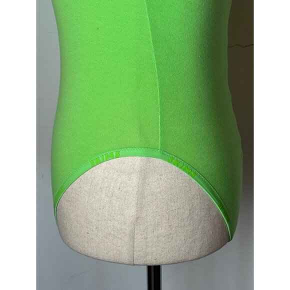 Skims Bodysuit Women Small Neon Green Cotton Logo Snap Close Sexy Colorful - Picture 10 of 15
